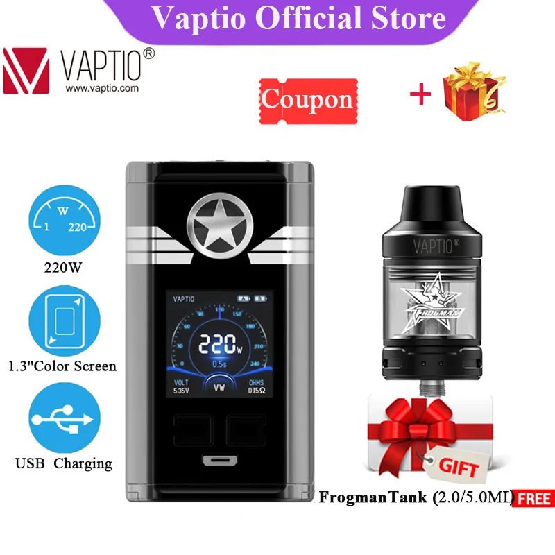 Подарочный Танк Polar Vape 220 Вт коробка мод Vaptio CAPT'N мод для электронных сигарет VW/TC/Smart/CCW/CCT/Bypass мод испаритель
