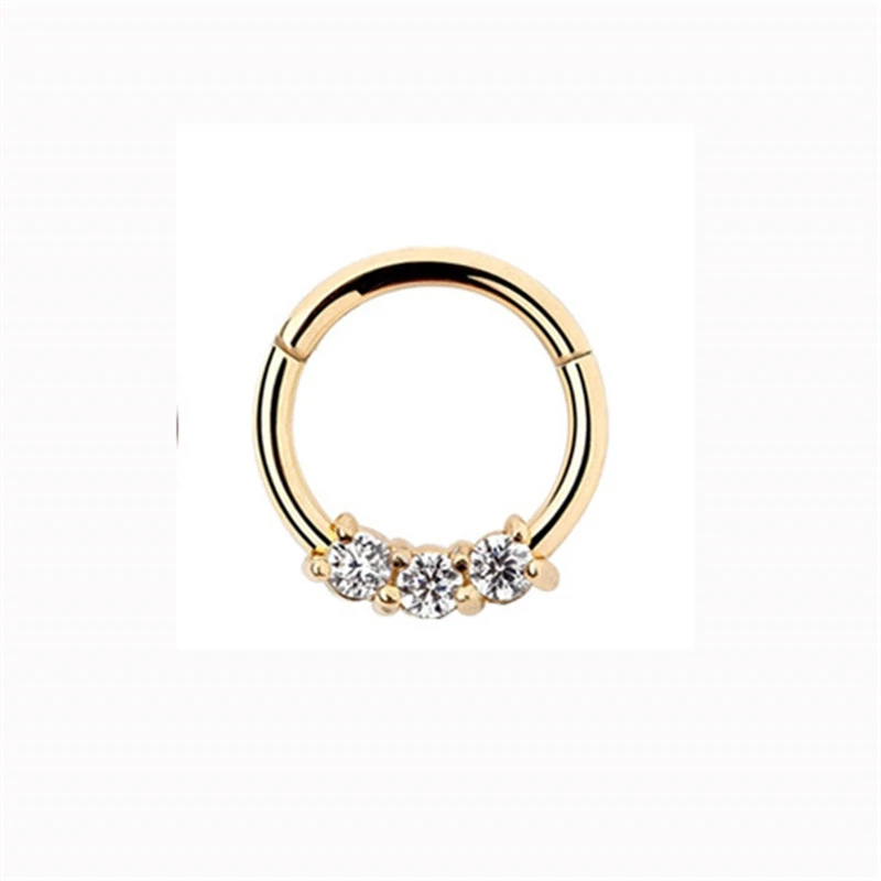Кольцо для пирсинга популярное кольцо с тремя сегментами носа фианитом откидной