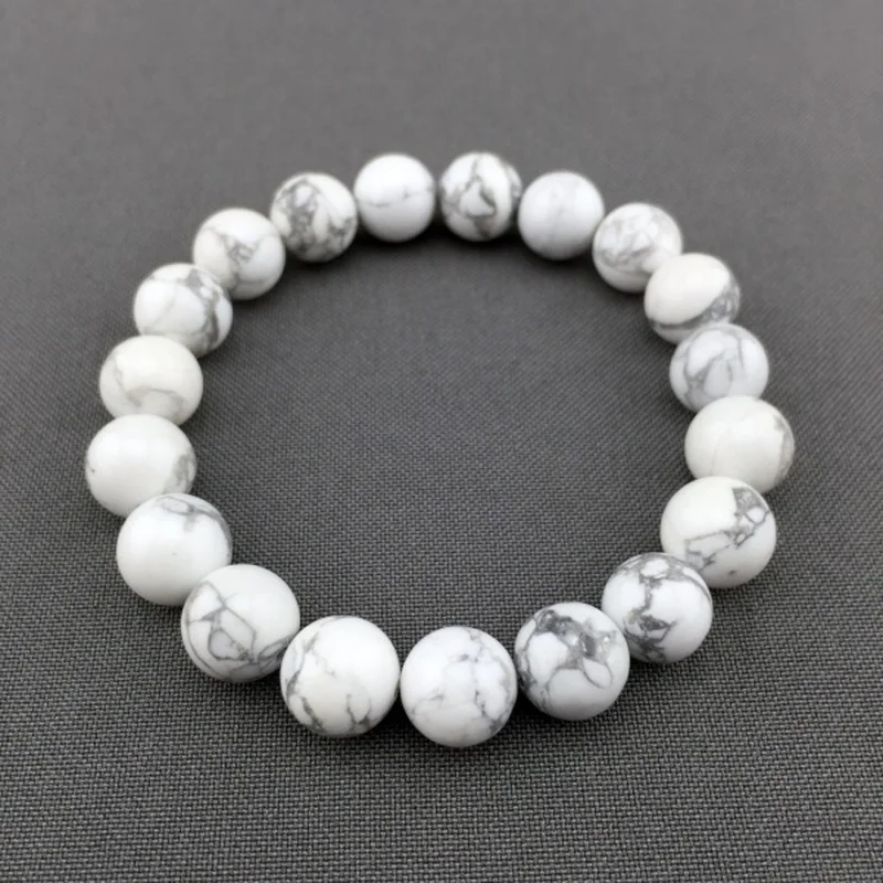 New Design 10mm White Howlite Turquoises Beaded Stretch Bracelet | Украшения и аксессуары
