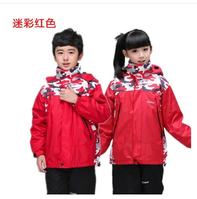 Уличный Детский Большой девичий дождевик куртка флисовый комплект из двух