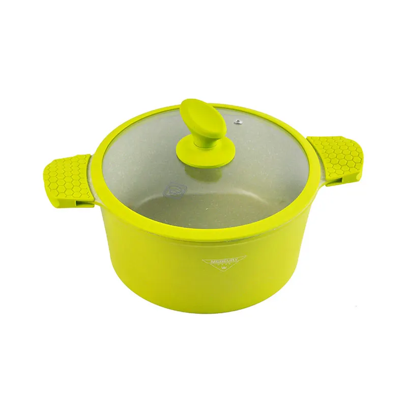 Антипригарная кухонная разноцветная кастрюля из литого алюминия 6 шт. сковорода