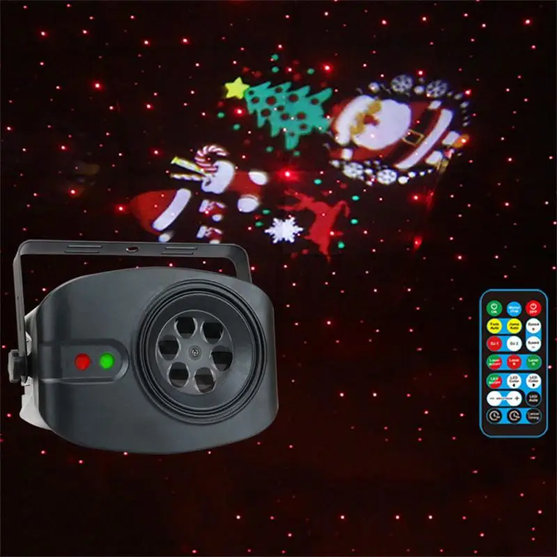 

Светодиодный лазерный проектор с 48 узорами, Лампа для проектора нового года и Рождества с Санта-Клаусом и оленем, сценическое комнатное осв...
