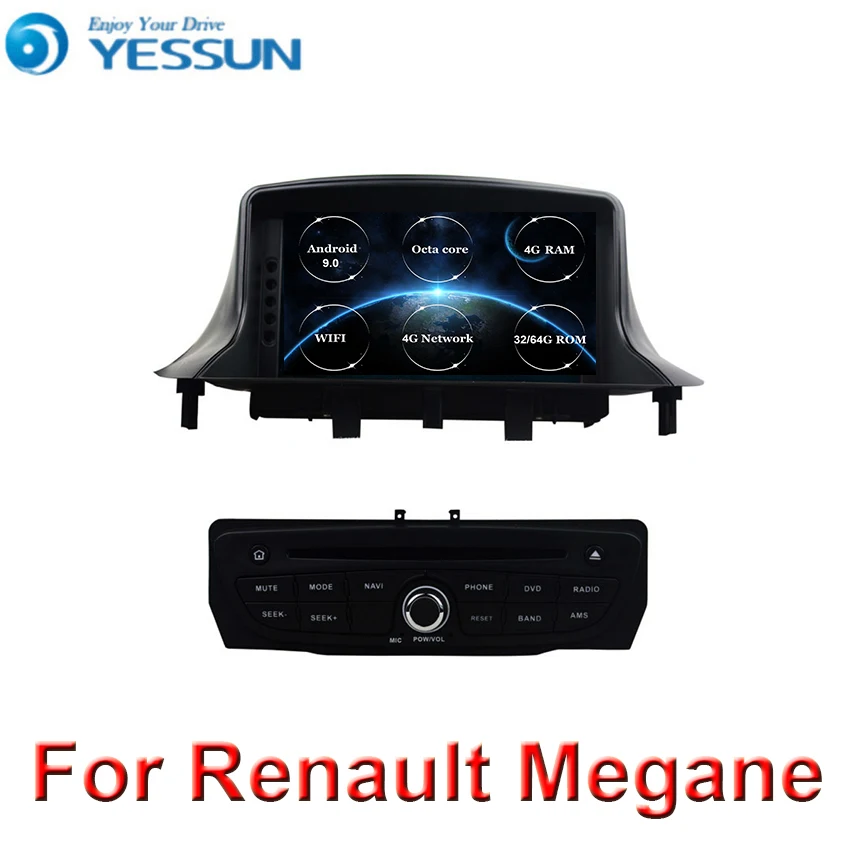 Автомобильный DVD плеер для Renault Megane 3 Fluence 2009 8 ядер Android 9 DSP стерео головное