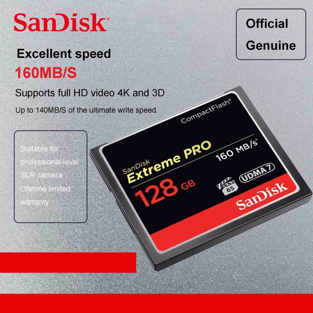Двойной Флеш накопитель SanDisk карты памяти CF Extreme Pro 32 ГБ 64 карта 128GB 256G Compact Flash 1067X 160