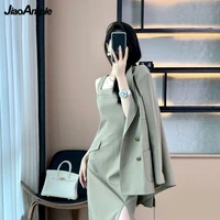 2021 autumn new long sleeved blazers suspender skirt two piece women elegant business suit korean fashion dress suit jacket set
