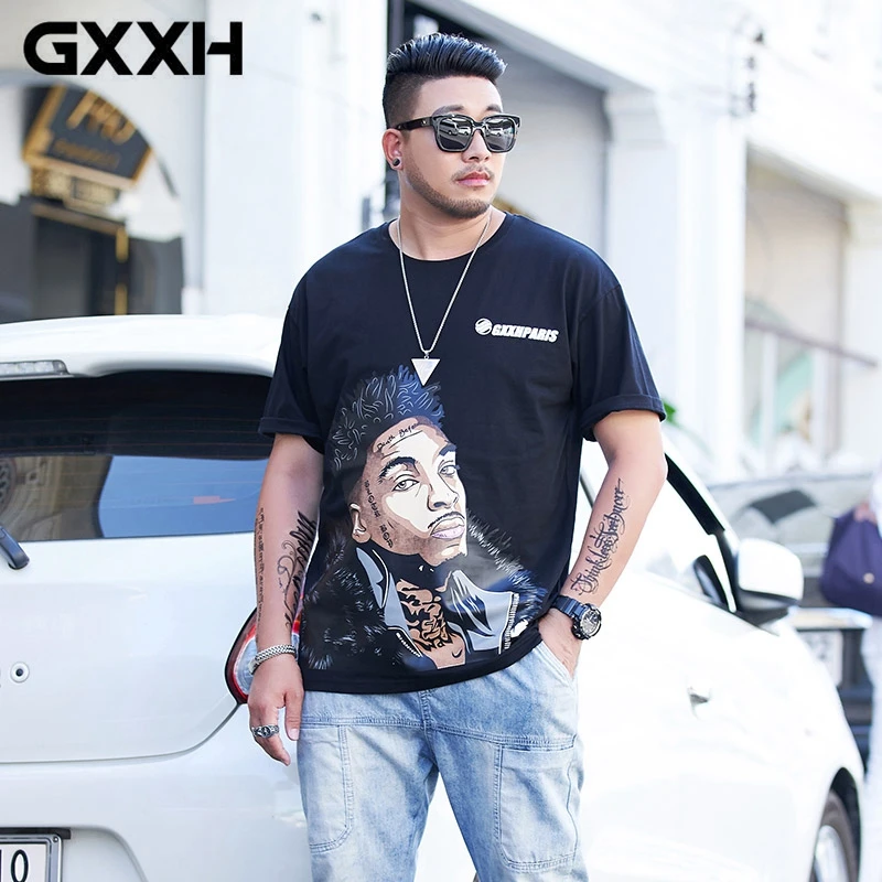 Мужская футболка с короткими рукавами GXXH большого размера плюс круглым вырезом и