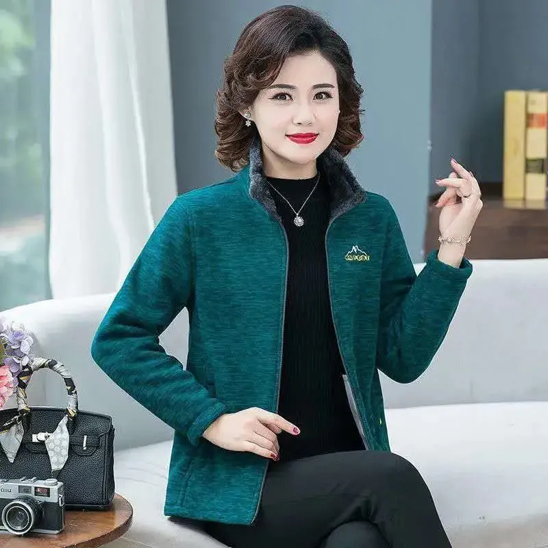 Осень-зима новая флисовая женская куртка среднего возраста с длинными рукавами