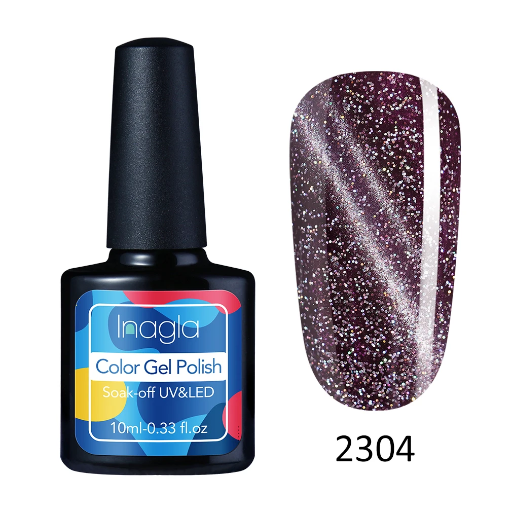 Inagla 10 мл Черный Алмазный Гель лак кошачий глаз SoCk Off Base Gel Top Coat для ногтей
