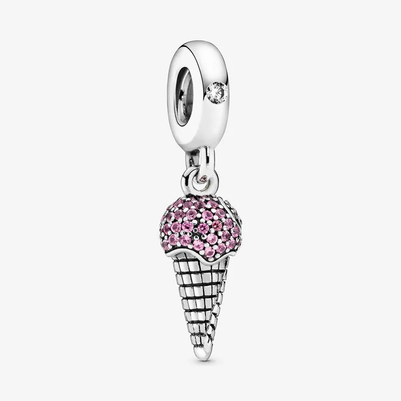 

Spring Garden Beads Pave Setting Ice Cream Cone Charms fit Original pandora Bracelets Women DIY Jewelry