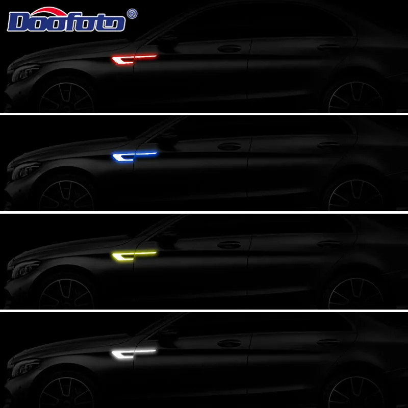 Doofoto 2pcs 3D Car Reflective Sticker Tape Fender Leaf Board Warning Bumper Strip Safety Reflector Decoration Universal | Автомобили и