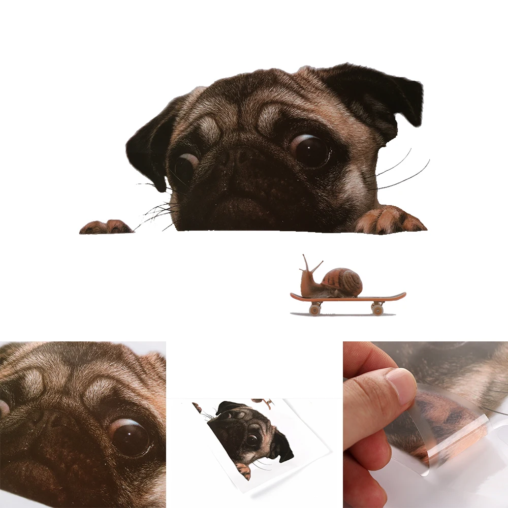 3D Смешные мопса часы Улитка окна автомобиля Наклейка Водонепроницаемый винил