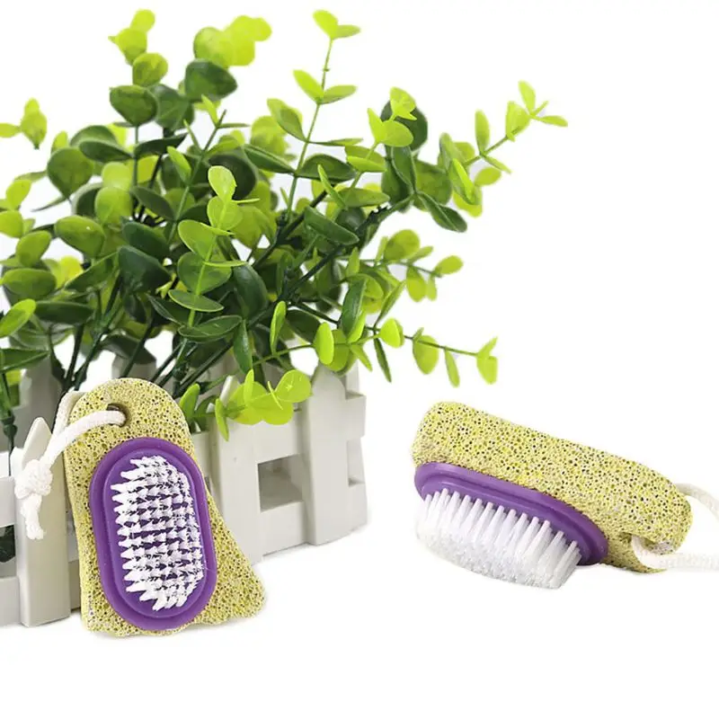 2 в 1 Очищающая щетка для ног с натуральным отшелушивающим эффектом пемзы камень