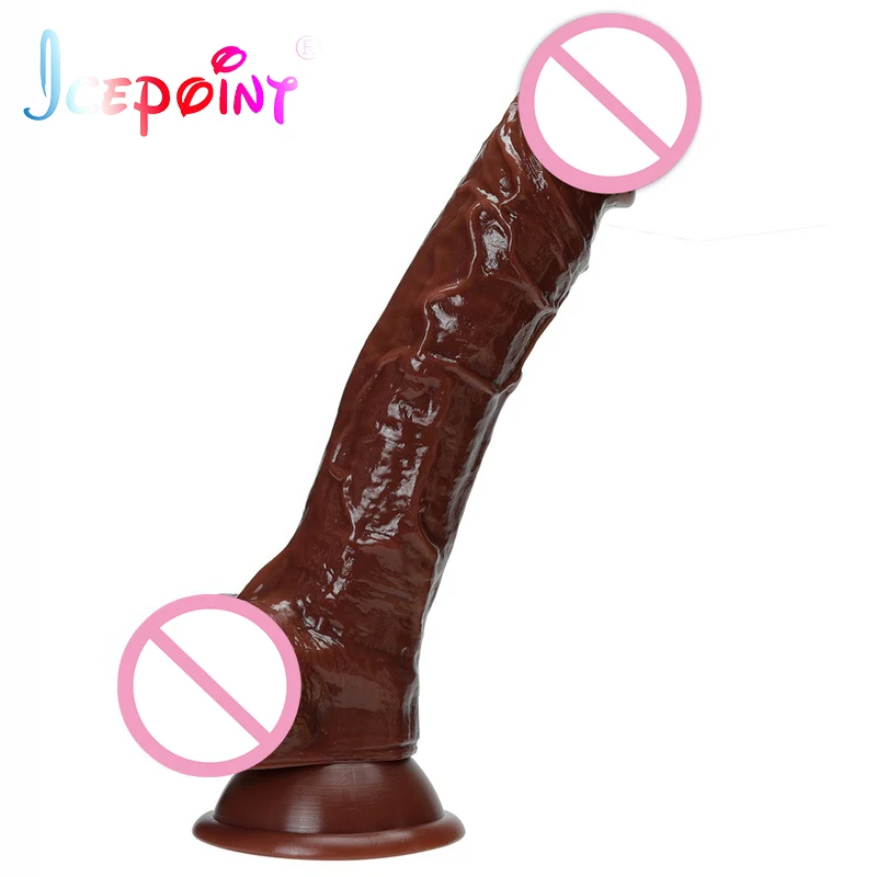 Реалистичный фаллоимитатор больших размеров с сильной присоской для игр без рук