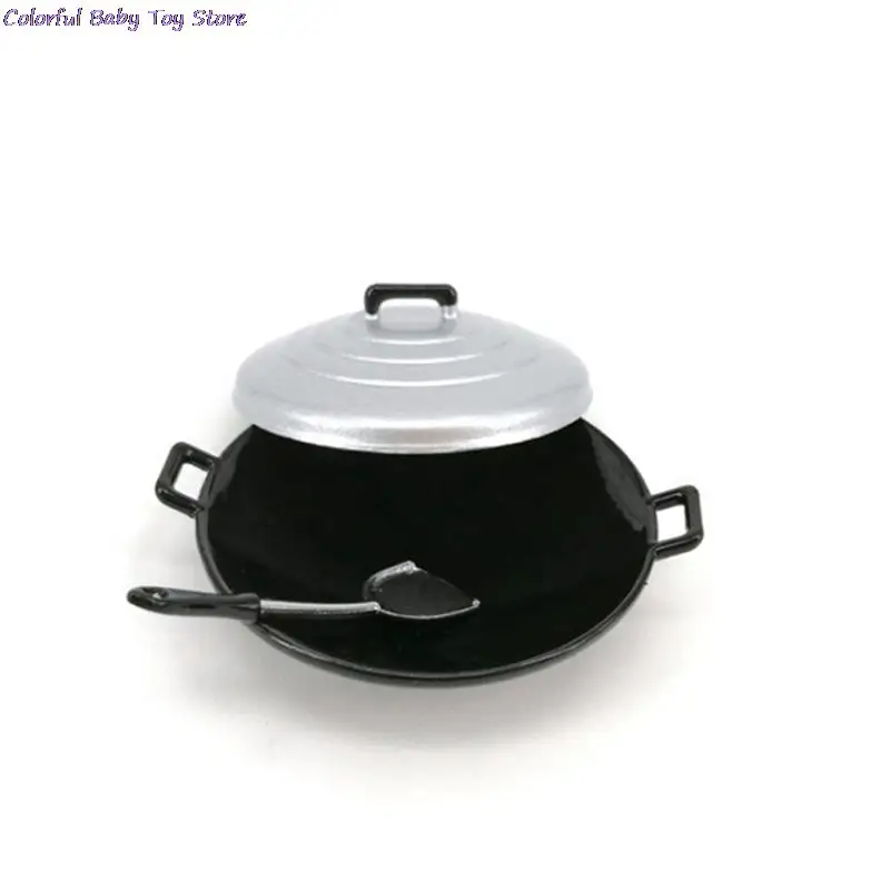

1PCS Utensils Toy Accessories 1/12 Scale Miniature Doll House Chinese Wok Pretend Play Kitchen Cooking