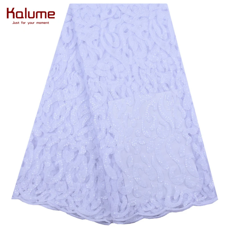 Kalume Новое поступление африканская кружевная ткань с блестками 5 ярдов