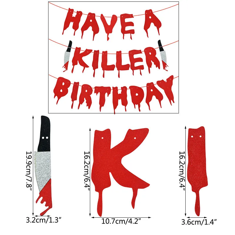 

1set Have A Killer Birthday Bloodstain Banner For Halloween Horror Atmosphere Pull Flag Halloween Decoration Supplies