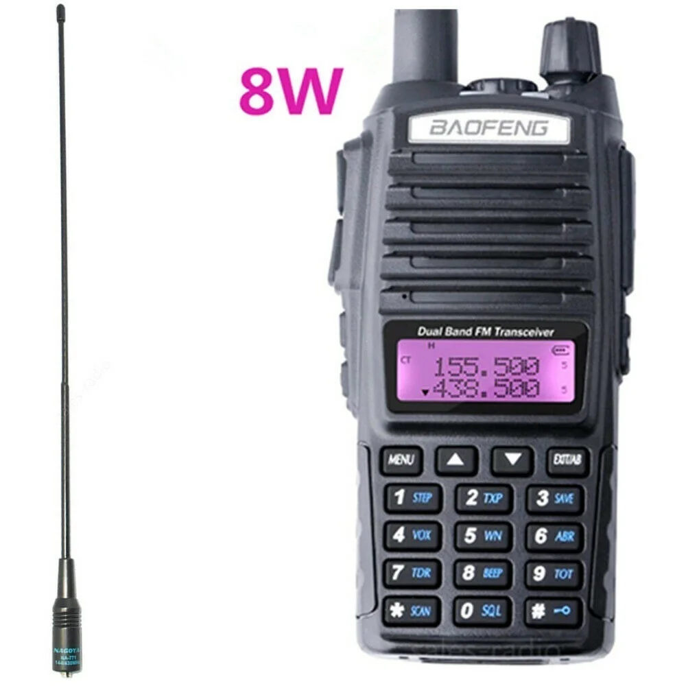 Real 8W Portable Radio Walkie Talkie Baofeng UV-82 Dual PTT Two-way Radio Vhf Uhf Amateur Radio Receiver UV82 Two Way Transmiter