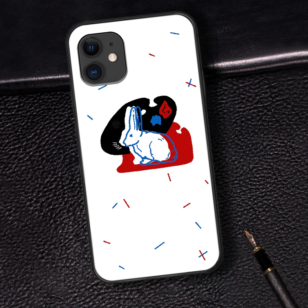 

Candy White Rabbit BRAND Phone Case For Iphone 5 5S SE 2020 6 6S 7 8 Plus 11 12 Mini X XS XR Pro Max black Bumper 3D Etui Trend