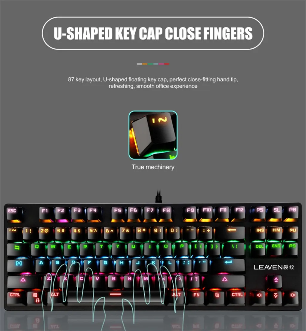 Механическая USB клавиатура K550 цветная игровая со светодиодный Ной подсветкой и