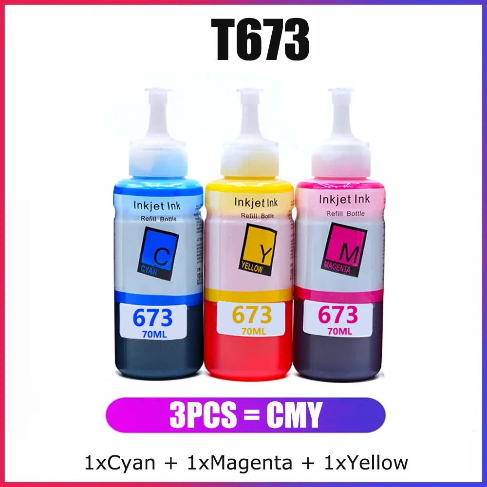 

YC T673 Color Ink for Epson 673 Refill Ink Color for Epson L1805,L800 Ink Bottles,L805 Ink Bottles,L810 Ink Bottles,L850,L1800