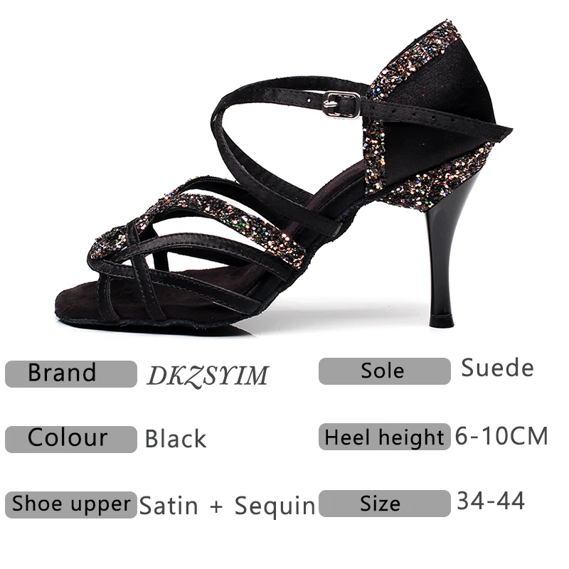 DSZSYIM/Женская обувь для латинских танцев Атласная/блестящая женская Обувь бальных