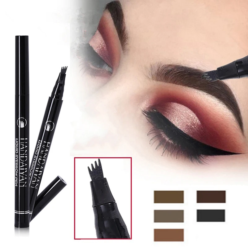 Eyebrow Pencil Liquid 4 heads Microblading Tattoo Black Brown Makeup Waterproof Natural Professional Make Up Eyes Brow Tint Pen | Красота и