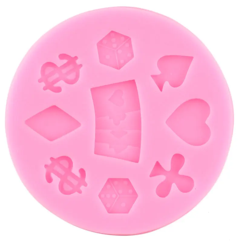 

Playing Card Dice Silicone Mold Cupcake Topper Fondant Cake Border Decorating Tools Candy Resin Clay Chocolate Gumpaste Moulds