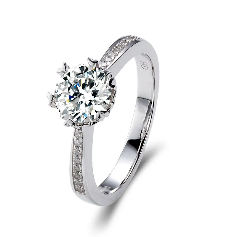 Кольца из серебра с мусанитом кольца круглой огранкой 1 карат белого цвета