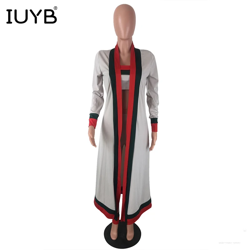 IUYB, весна, хит, повседневные, женские, 3 шт, одноцветные, 3 цвета, облегающие комплекты, дамские, без бретелек, полный рукав, длинные штаны, комбинезоны