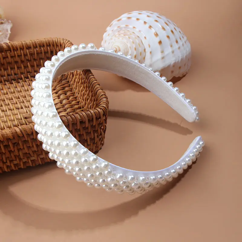 

JJFOUCS Pearl Headband For Women Wedding Bridal Hair Accessories Handmade Wide Hair Hoop Girls Headwear Wedding 2019 Jewelry