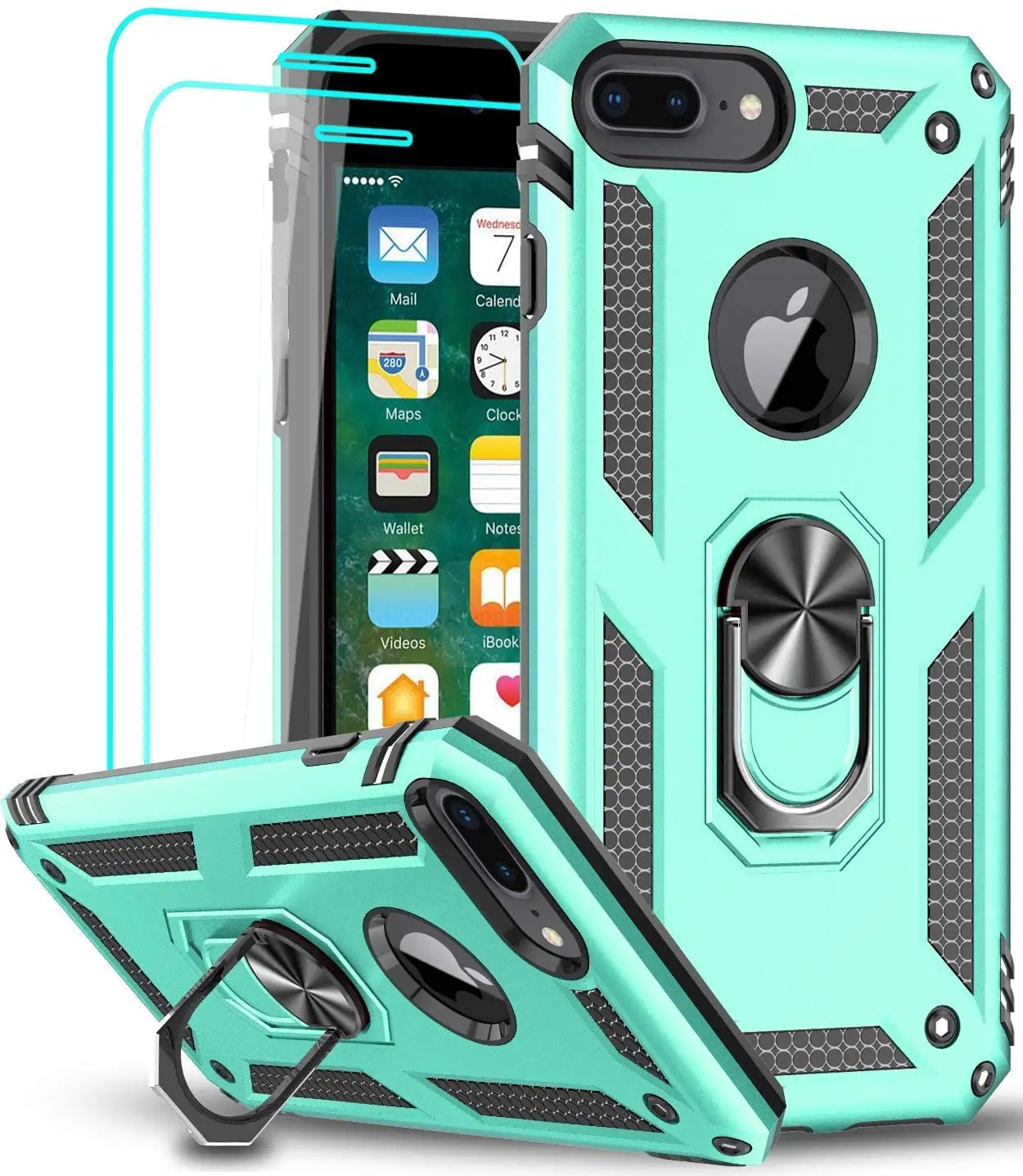 

LeYi Compatible for iPhone 8 Plus Case, iPhone 7 Plus Case, iPhone 6 Plus Case with Tempered Glass Screen Protector [2Pack],
