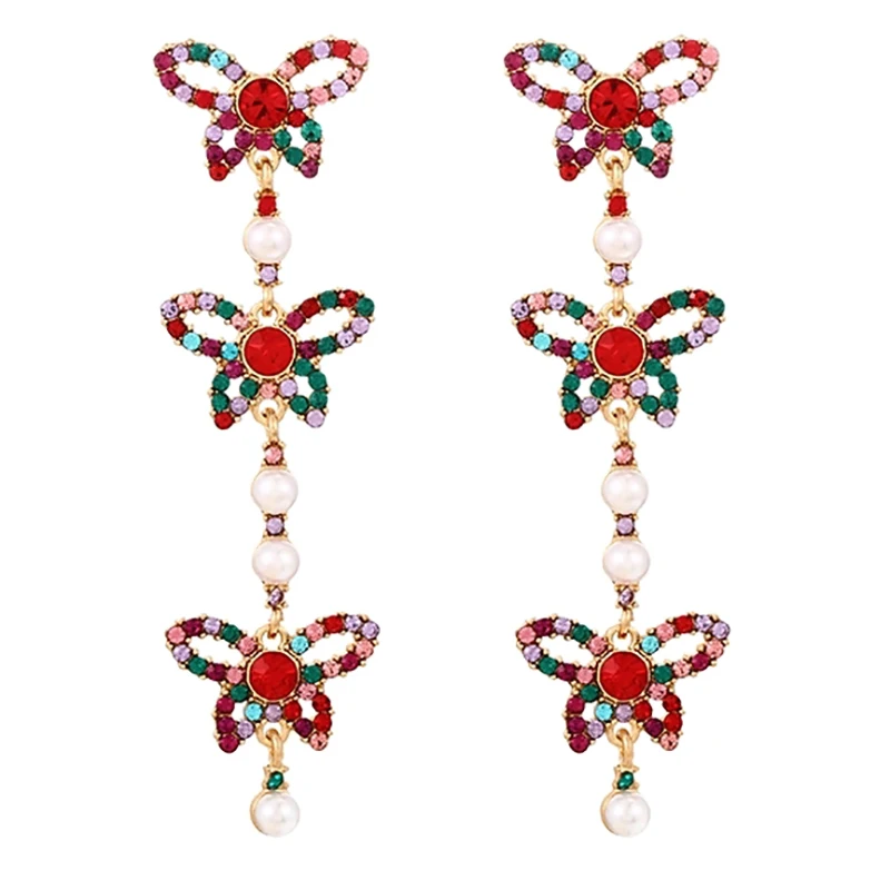 

Новые корейские модные длинные серьги ZHINI с имитацией жемчуга, простые висячие серьги в форме бабочки, украшения Стразы для женщин