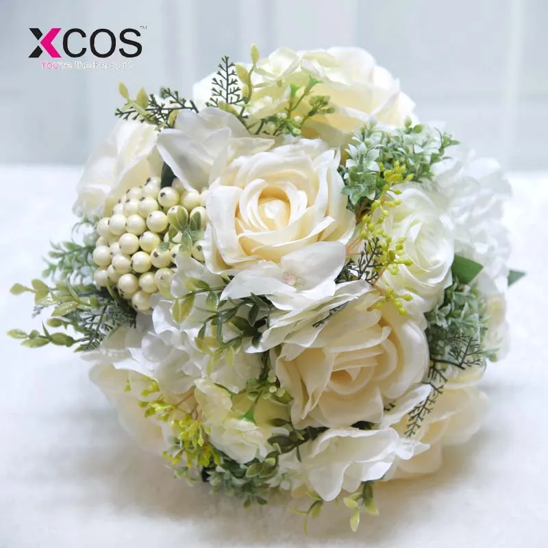 XCOS романтические 2020 Свадебные цветы букеты белый цвет слоновой кости розовый