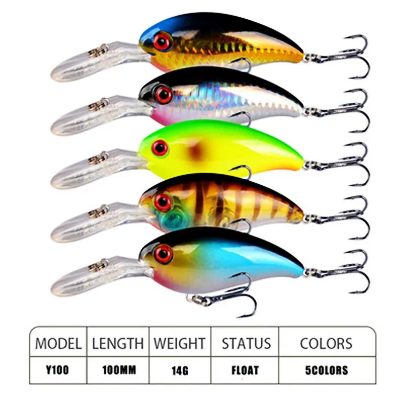 

Crank Fishing Lure Artificial Hard Bait 10cm/15g Crankbait Jerkbait Wobbler Fish Tackle Treble Hooks Freshwater Sea Fishing Lure