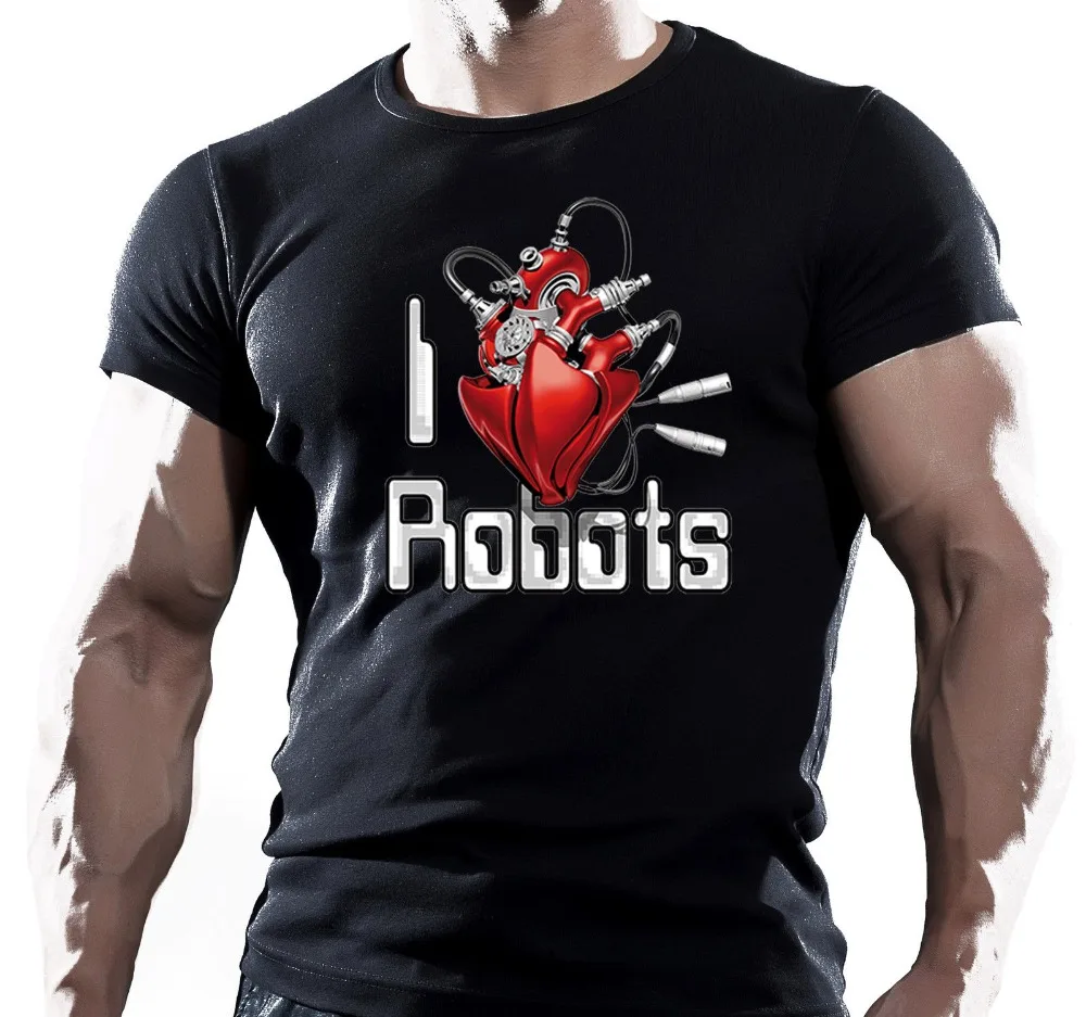 Fashion Short Sleeve Black Hot Sale Summer T Shirt 100% Cotton I Love Robots Gamer'S Tee Shirt Brand Clothing Digital Printing