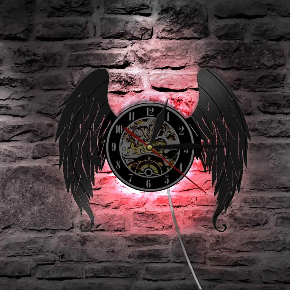 Элегантные настенные часы с крыльями ангела домашний художественный декор
