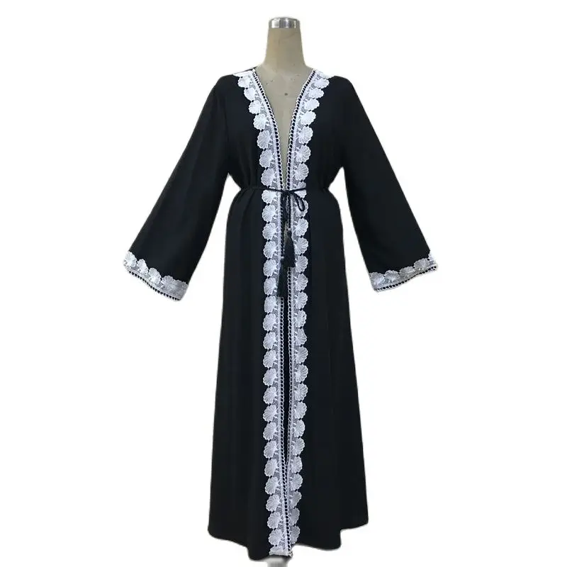 Платье-Абая женское, с вышивкой, F809, Дубай, Турция