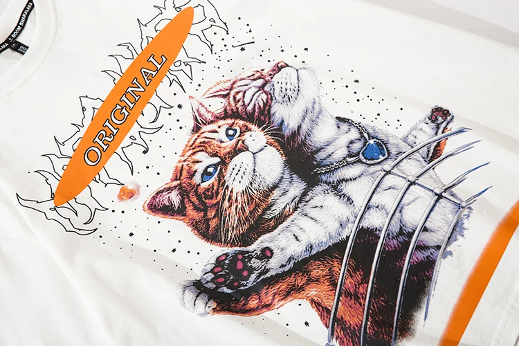 

Mens Cats Printed T Shirt Unisex HipHop Casual Short Sleeve t shirts 2021SS Oversized Tshirts 100%Cotton Top Tee
