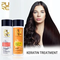 new purc gold therapy keratin hair straightening advanced formula best hair care green apple fragrance 100ml set can use at home
