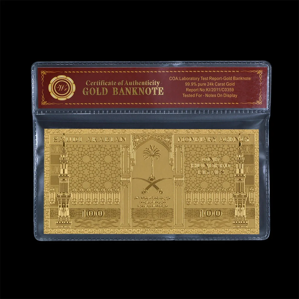 1961 г. Саудовская Аравия 100 риялов чистое золото Банкнота с COA деловой подарок в
