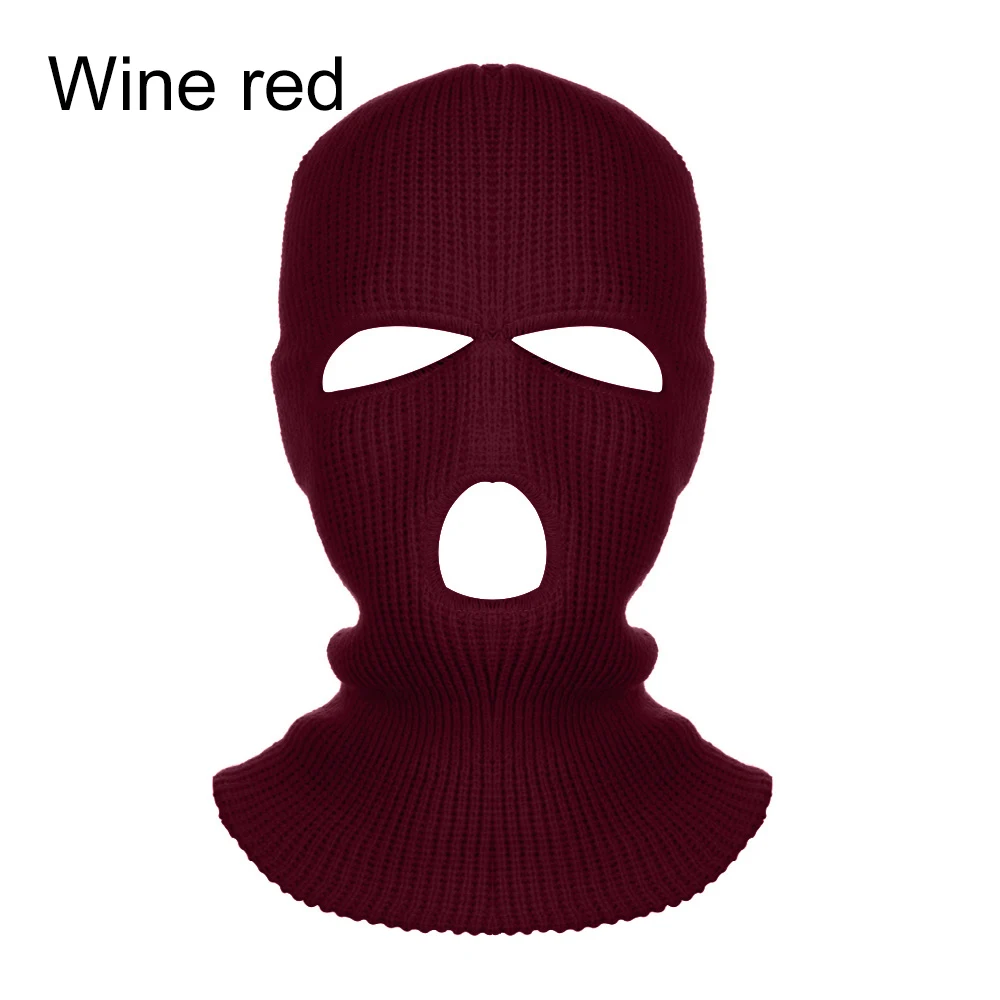 wine red Новая армейская тактическая маска с 3 отверстиями, маска для лица, лыжная маска, зимняя шапка, Балаклава, капюшон, мотоциклетный шлем, шлем для всего лица - Цвет: wine red
