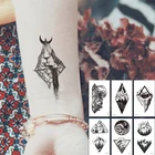 Водостойкие Временные татуировки, наклейки для женщин, для тела, макияжа, луна, тату на палец, растение, черный цветок, лось, искусство, временные татуировки для мужчин