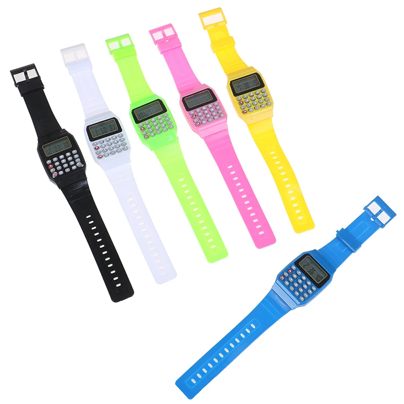 Часы наручные светодиодные с силиконовым калькулятором электронный цифровой