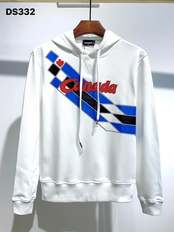 

New Dsquared2 Men's Street Hip Hop Long Sleeve Pure Cotton High Quality Women's/Men's Hood Print Letter T-shirt DSQ