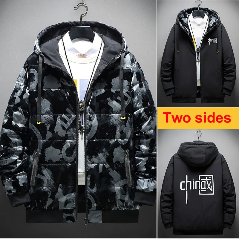 Plus Size 10XL Parkas Winter Padded Jackets Men Thickened Jacket Warm Hooded Coats Two Sides Jacket Male Outerwear Fashion