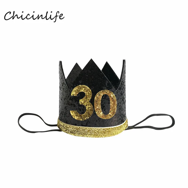 30 Chicinlife 30 40 50 60 повязка на голову с короной на день рождения для женщин 30th 40th 50th День рождения украшение для взрослых день рождения Юбилей шляпа - Цвет: 30