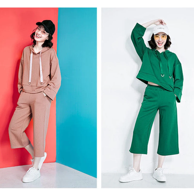 

2020 autumn new comfortable casual long-sleeved sweater two-piece fashion sportswear suit women
