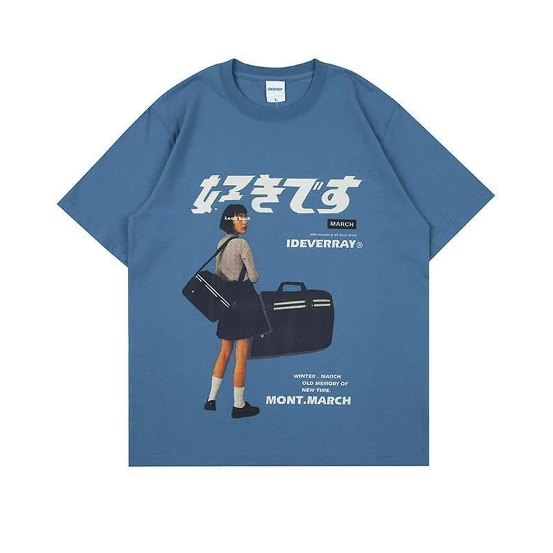 

Retro trend ins Harajuku style anime summer short-sleeved T-shirt men and women cotton top