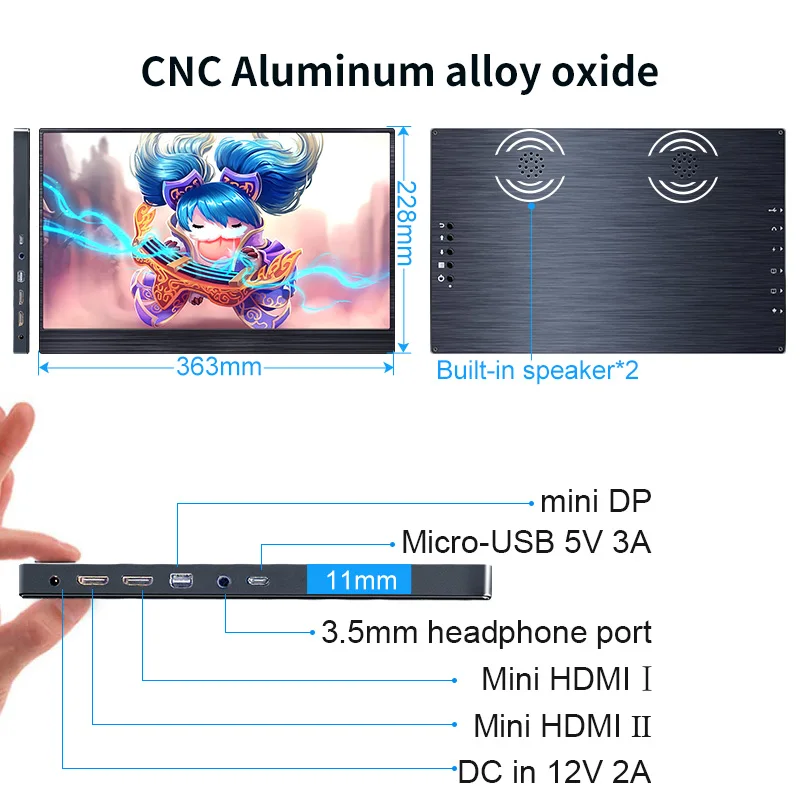 구매 초박형 15.6 4K 휴대용 모니터 USB C HDMI IPS 디스플레이 화웨이 P30 프로 X 박스 시리즈 X PS 3 4 5 모바일 게임 LCD 화면