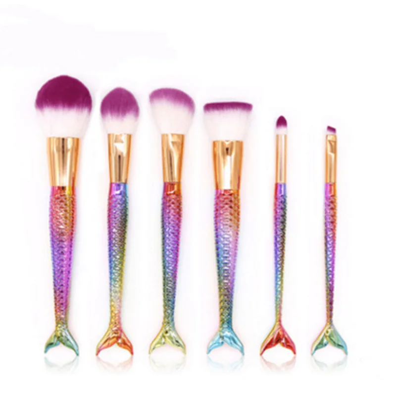 Professional Makeup brushes New Mermaid Foundation Eyebrow Eyeliner Blush Cosmetic Concealer Fish tail make up Tools | Красота и